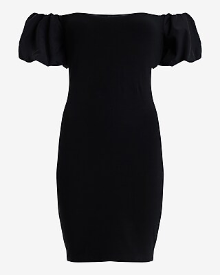 Off The Shoulder Puff Sleeve Sheath Mini Dress | Express