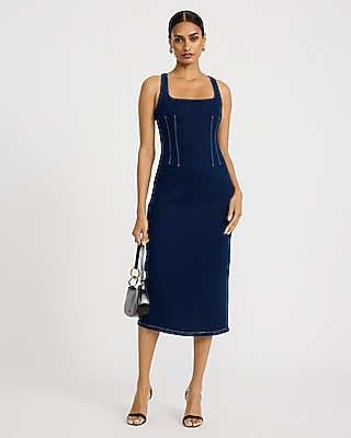 blue dress express Printed V-neck Pleated Cross Back Maxi Dress