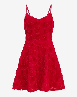 Rosette V-Neck Sleeveless Fit and Flare Mini Dress with Pockets