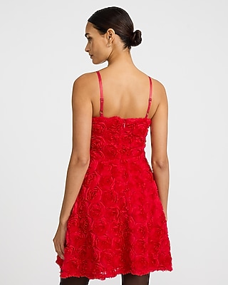 Rosette V-Neck Sleeveless Fit and Flare Mini Dress with Pockets