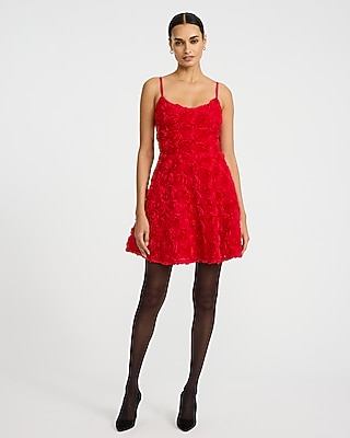 Rosette V-Neck Sleeveless Fit and Flare Mini Dress with Pockets