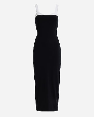 Two Tone Peekaboo Bra Sweetheart Midi Dress