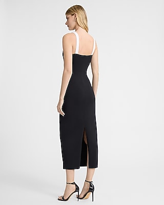 Two Tone Peekaboo Bra Sweetheart Midi Dress