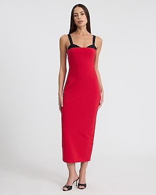 Two Tone Peekaboo Bra Sweetheart Midi Dress