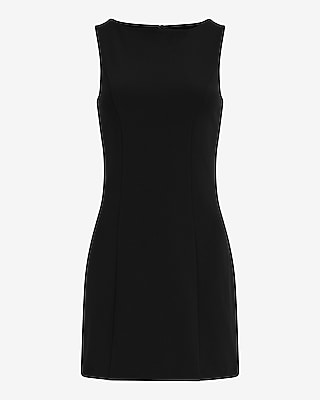 Crepe Boat Neck Sleeveless Mini Sheath Dress