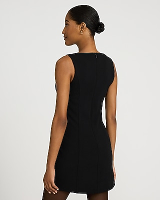 Crepe Boat Neck Sleeveless Mini Sheath Dress