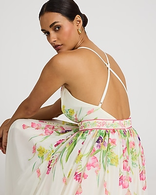 Floral V-Neck Strappy Low Back Maxi Dress - image 3