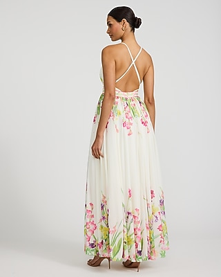 Floral V-Neck Strappy Low Back Maxi Dress - image 4