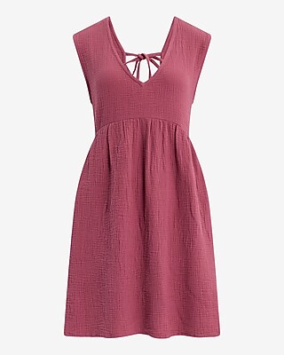 Sleeveless V-Neck Tie Back Mini Dress - image 3