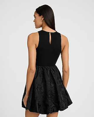 Mixed Media Bubble Hem Mini Dress - image 2