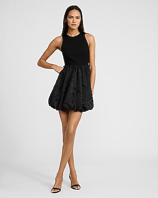 Mixed Media Bubble Hem Mini Dress - image 3