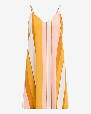 Striped Linen-Blend V-Neck Sleeveless Mini Shift Dress