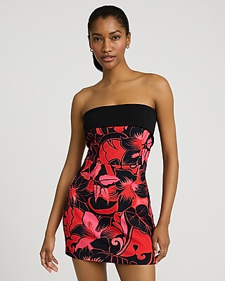 Printed Strapless Mini Dress