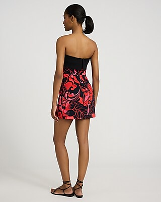 Printed Strapless Mini Dress