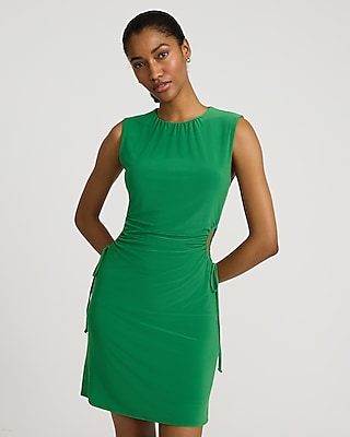 Crew Neck Sleeveless Side Tie Cutout Mini Dress