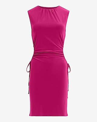 Crew Neck Sleeveless Side Tie Cutout Mini Dress