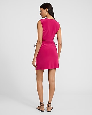 Crew Neck Sleeveless Side Tie Cutout Mini Dress