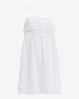 Textured Square Neck Sleeveless Mini Fit and Flare Dress