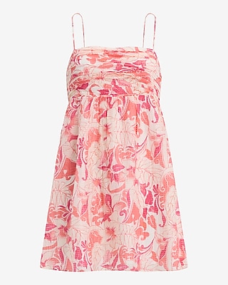 Floral Textured Square Neck Sleeveless Mini Fit and Flare Dress