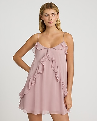 Scoop Neck Sleeveless Ruffle Flowy Mini Dress