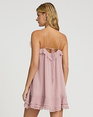 Scoop Neck Sleeveless Ruffle Flowy Mini Dress