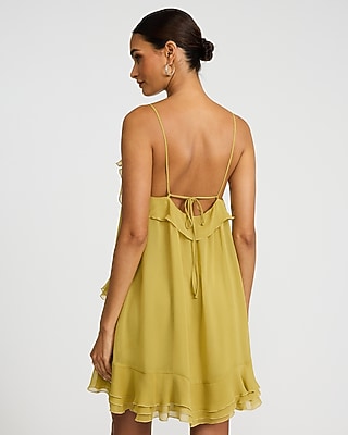 Scoop Neck Sleeveless Ruffle Flowy Mini Dress