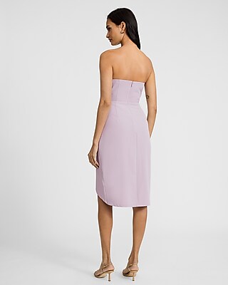 Strapless Cutout Tie Wrap Midi Sheath Dress