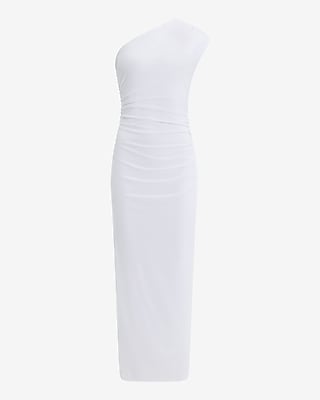 One Shoulder Ruched Midi Sheath Dress