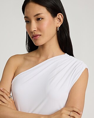 One Shoulder Ruched Midi Sheath Dress