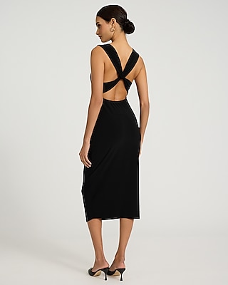Cowl Neck Ruched Midi Dress