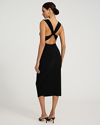 Cowl Neck Ruched Midi Dress