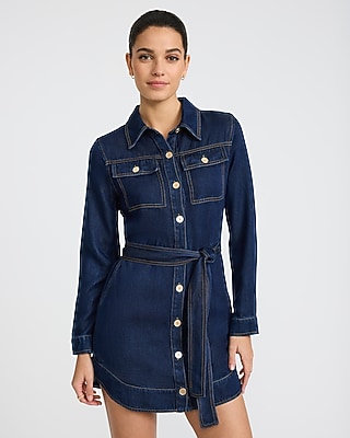 white christmas dresses Sweet Looking Long Sleeve Denim Mini Dress main image 1