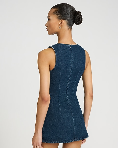 denim mini dresses for women Vestido de Mezclilla Raven Stretch - Deslavado Ligero Each Garment Is Unique.73% Cotton 25% Polyester 2% Spandex Medium Wash Cotton Denim Mini