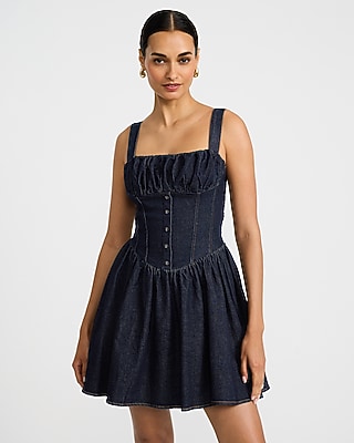 designer for dress böhme Carlie Denim Mini Dress in Dark Wash main image 1