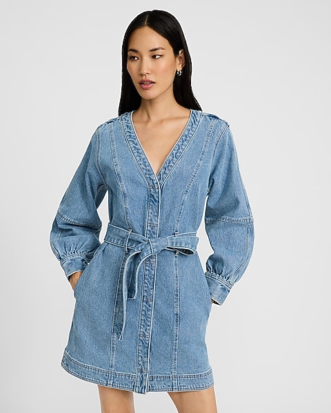 denim v neck mini dress Washed Sleeveless In Light Denim S Elevate your day Current/Elliott Womens The All Laced