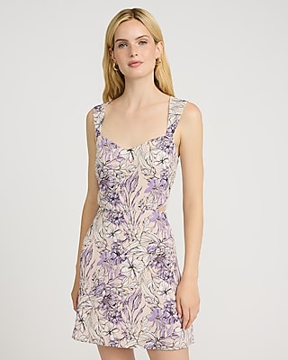 Floral Sweetheart Cap Sleeve Cutout Mini Fit And Flare Dress