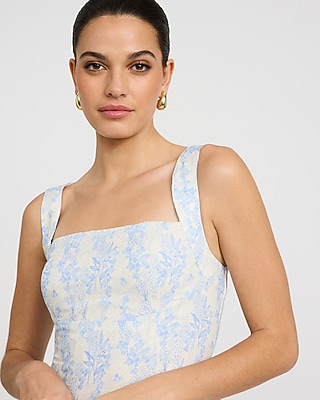 Floral Square Neck Dipped Waist Smocked Back Mini Dress - image 2
