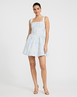 Floral Square Neck Dipped Waist Smocked Back Mini Dress - image 4