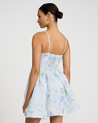 Floral V-Neck Sleeveless Smocked Back Mini Dress