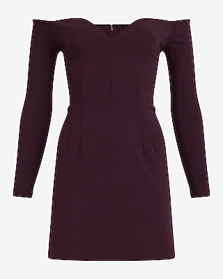 Off The Shoulder Sweetheart Long Sleeve Mini Dress
