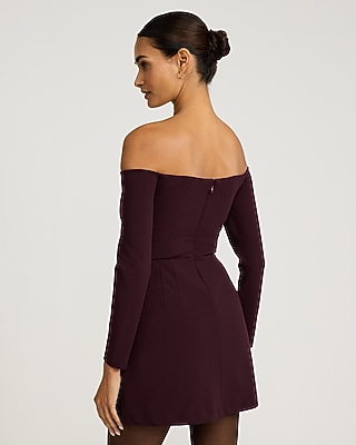 Off The Shoulder Sweetheart Long Sleeve Mini Dress