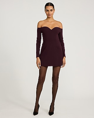 Off The Shoulder Sweetheart Long Sleeve Mini Dress