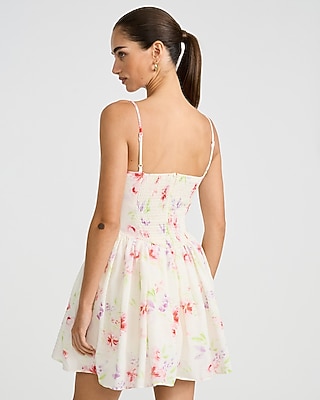 Floral V-Neck Smocked Back Mini Dress with Pockets - image 2