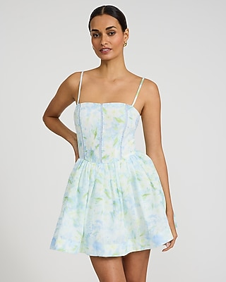 Floral Satin Strapless Fit And Flare Maxi Dress With Pockets | Express