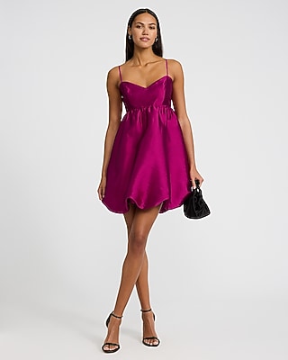 Satin Sweetheart Sleeveless Bubble Mini Dress
