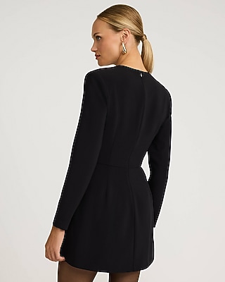 Square Neck Long Sleeve Fit and Flare Mini Dress
