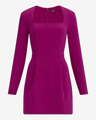 Square Neck Long Sleeve Fit and Flare Mini Dress