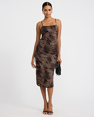 Printed Square Neck Sheath Midi Dress