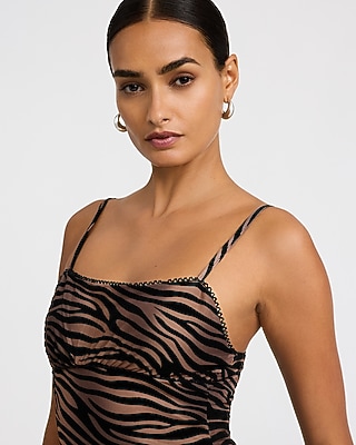 Printed Square Neck Sheath Midi Dress