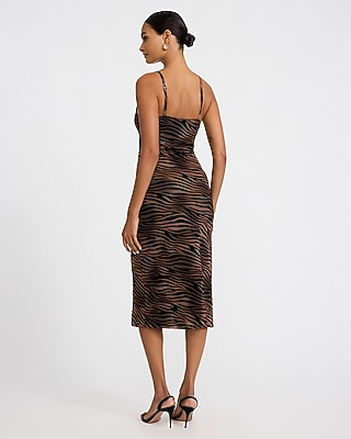 Printed Square Neck Sheath Midi Dress